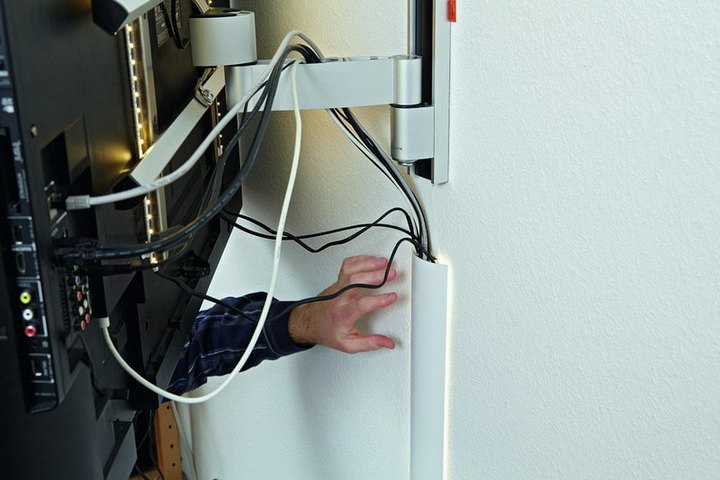 Wires in a Cable Channel for TV installation in Calgary